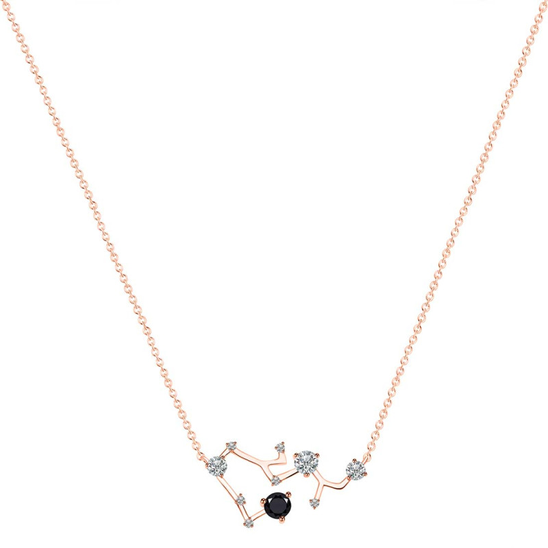 Sagittarius Zodiac Star Constellation Black Tourmaline & White Topaz Necklace BLS-RDN-496.