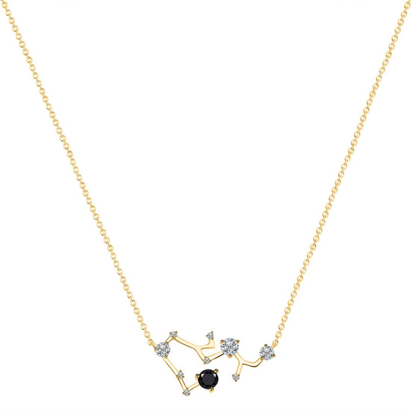 Sagittarius Zodiac Star Constellation Black Tourmaline & White Topaz Necklace BLS-RDN-496.