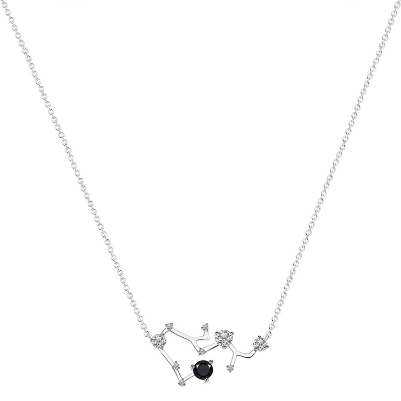 Sagittarius Zodiac Star Constellation Black Tourmaline & White Topaz Necklace BLS-RDN-496.