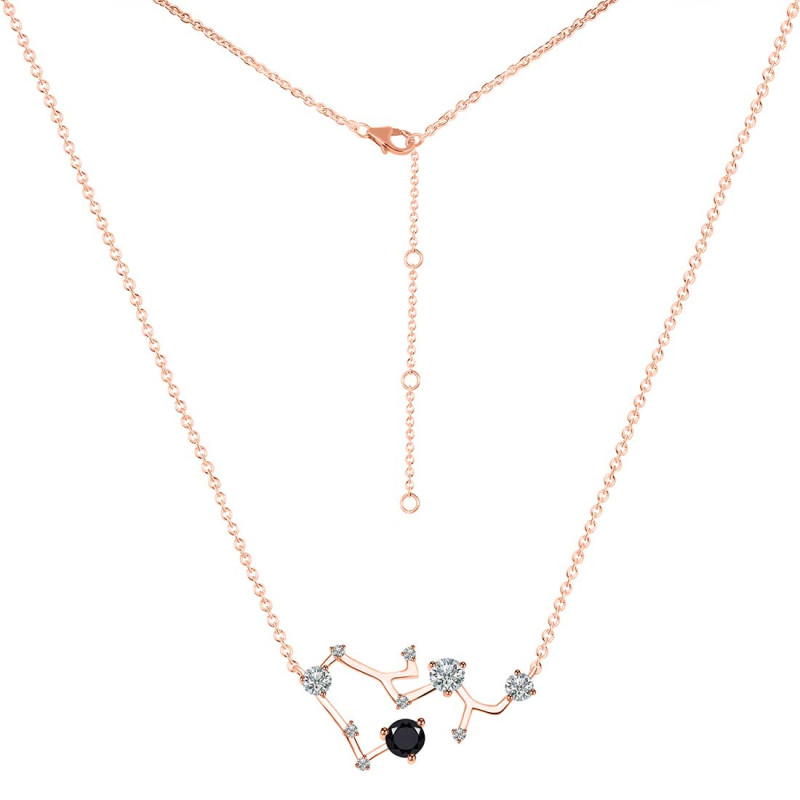 Sagittarius Zodiac Star Constellation Black Tourmaline & White Topaz Necklace BLS-RDN-496.