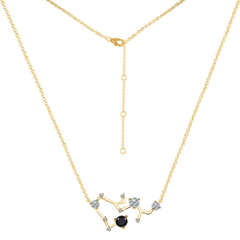 Sagittarius Zodiac Star Constellation Black Tourmaline & White Topaz Necklace BLS-RDN-496.