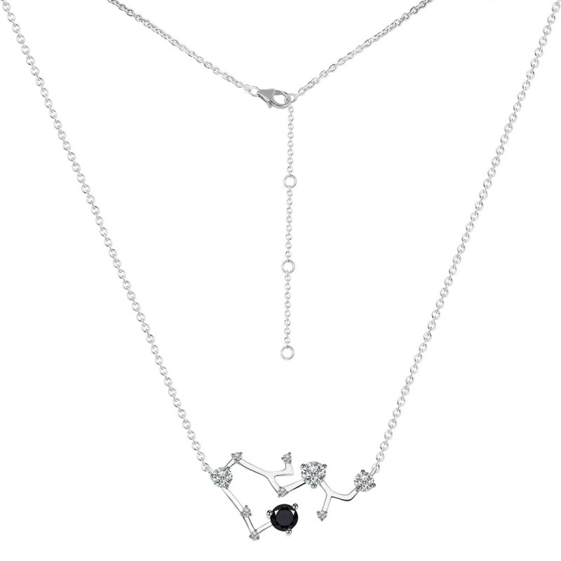 Sagittarius Zodiac Star Constellation Black Tourmaline & White Topaz Necklace