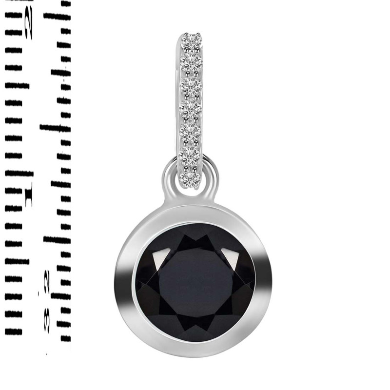 Black Tourmaline & White Topaz Pendant BLS-RDP-742-CZ-LOOP.
