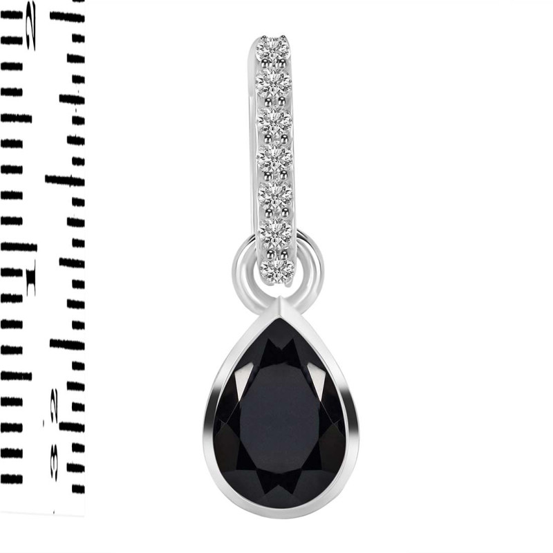 Black Tourmaline & White Topaz Pendant BLS-RDP-779-CZ-LOOP.