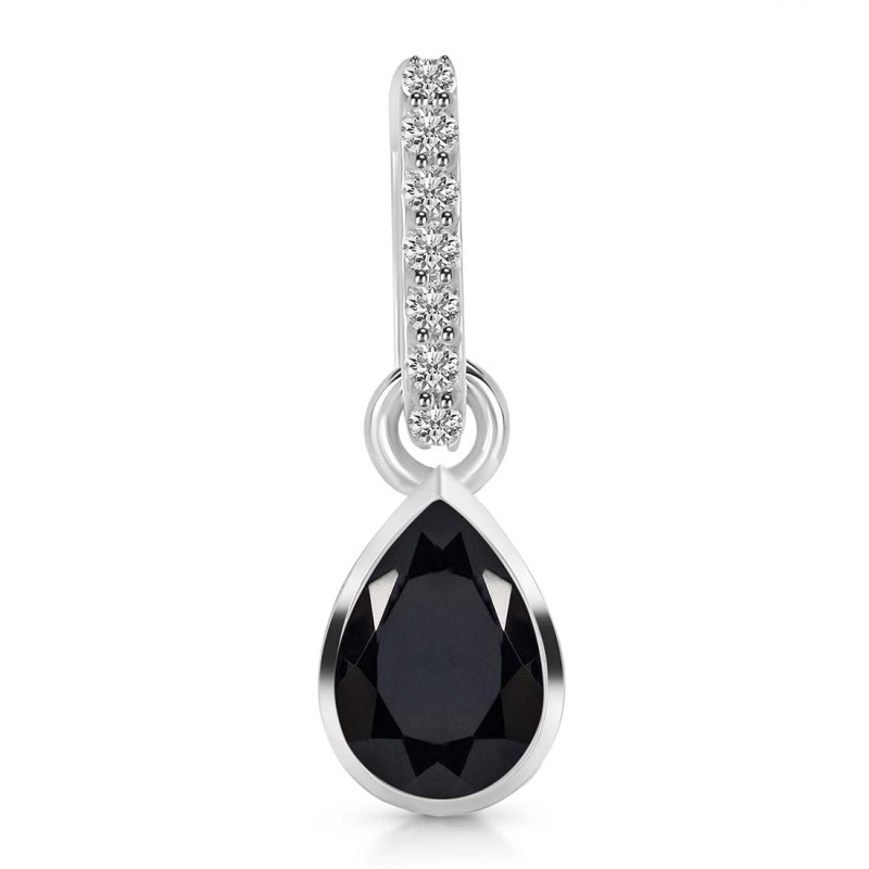 Black Tourmaline & White Topaz Pendant BLS-RDP-779-CZ-LOOP.