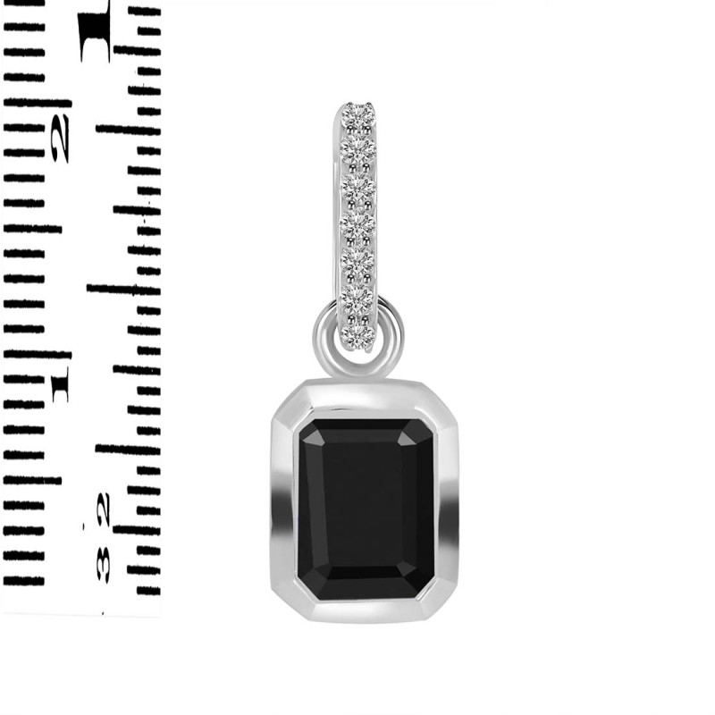 Black Tourmaline & White Topaz Pendant BLS-RDP-954-CZ-LOOP.