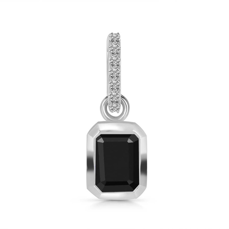 Black Tourmaline & White Topaz Pendant BLS-RDP-954-CZ-LOOP.
