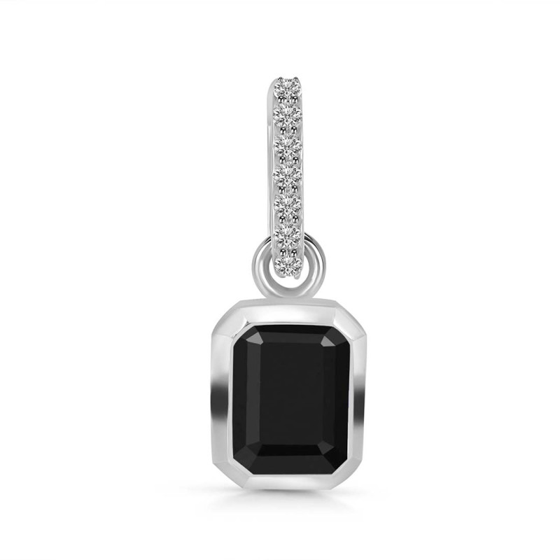 Black Tourmaline & White Topaz Pendant BLS-RDP-955-CZ-LOOP.