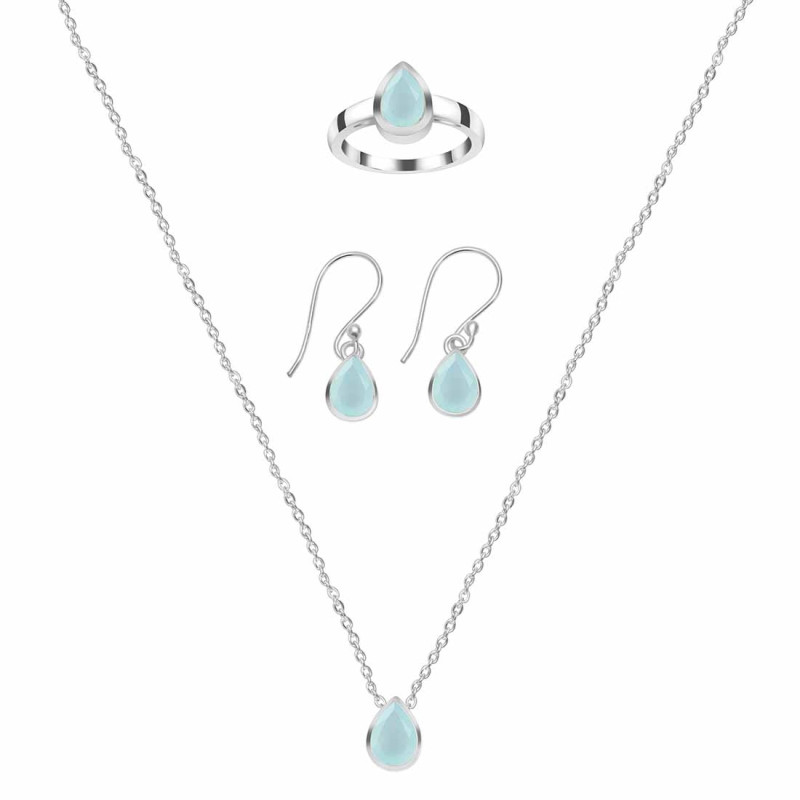  Blue Chalcedony Jewelry Set