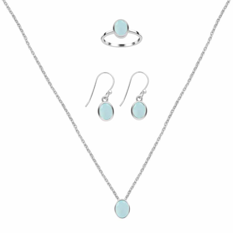  Blue Chalcedony Jewelry Set