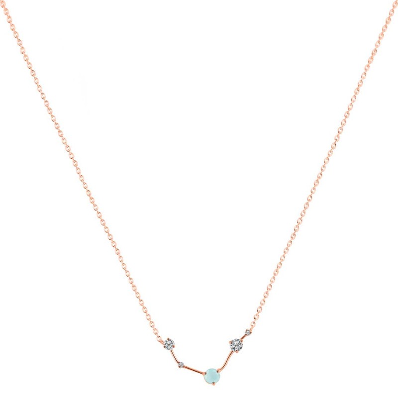 Aries Zodiac Star Constellation Blue Chalcedony & White Topaz Necklace BLX-RDN-488.