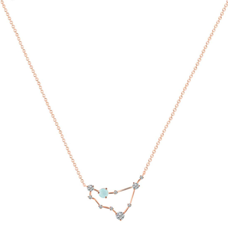 Capricorn Zodiac Star Constellation Blue Chalcedony & White Topaz Necklace BLX-RDN-489.