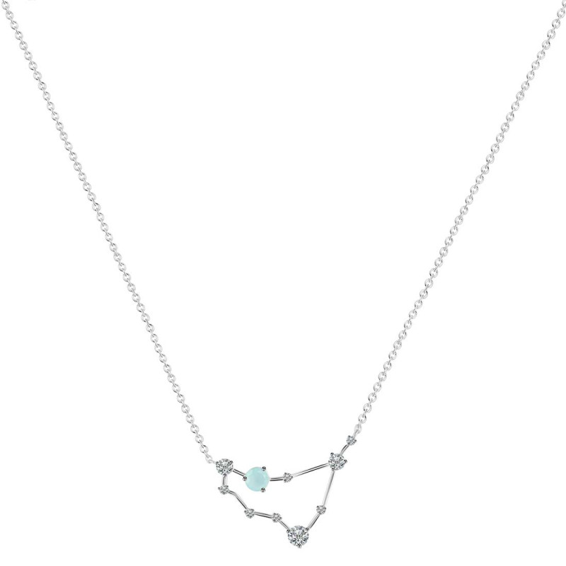 Capricorn Zodiac Star Constellation Blue Chalcedony & White Topaz Necklace BLX-RDN-489.
