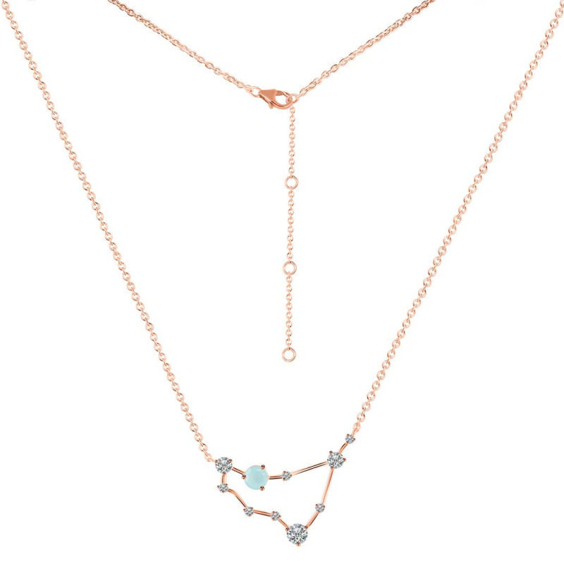 Capricorn Zodiac Star Constellation Blue Chalcedony & White Topaz Necklace BLX-RDN-489.