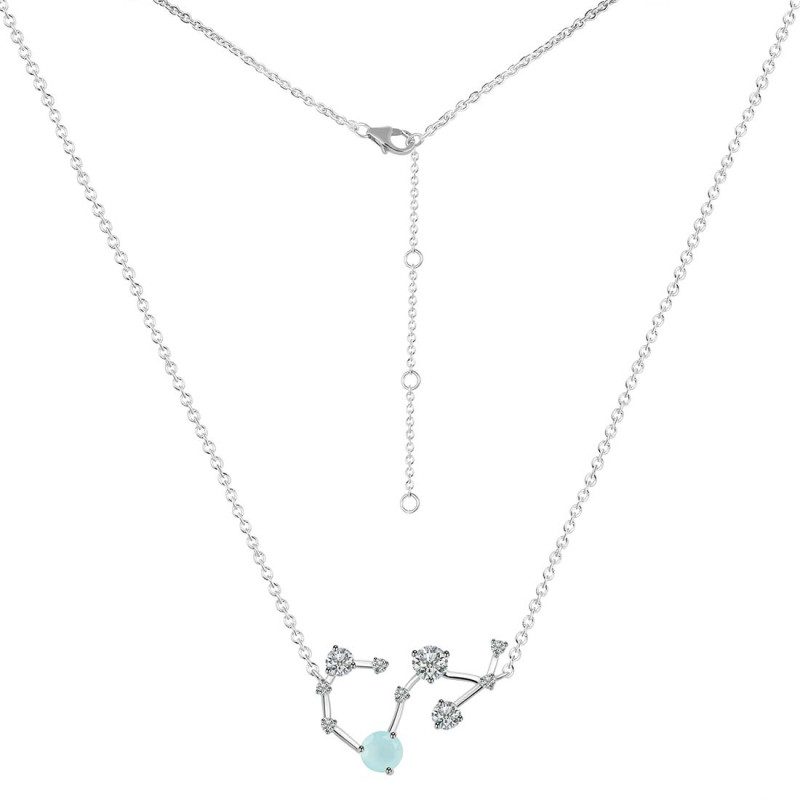 Scorpio Zodiac Star Constellation Blue Chalcedony & White Topaz Necklace