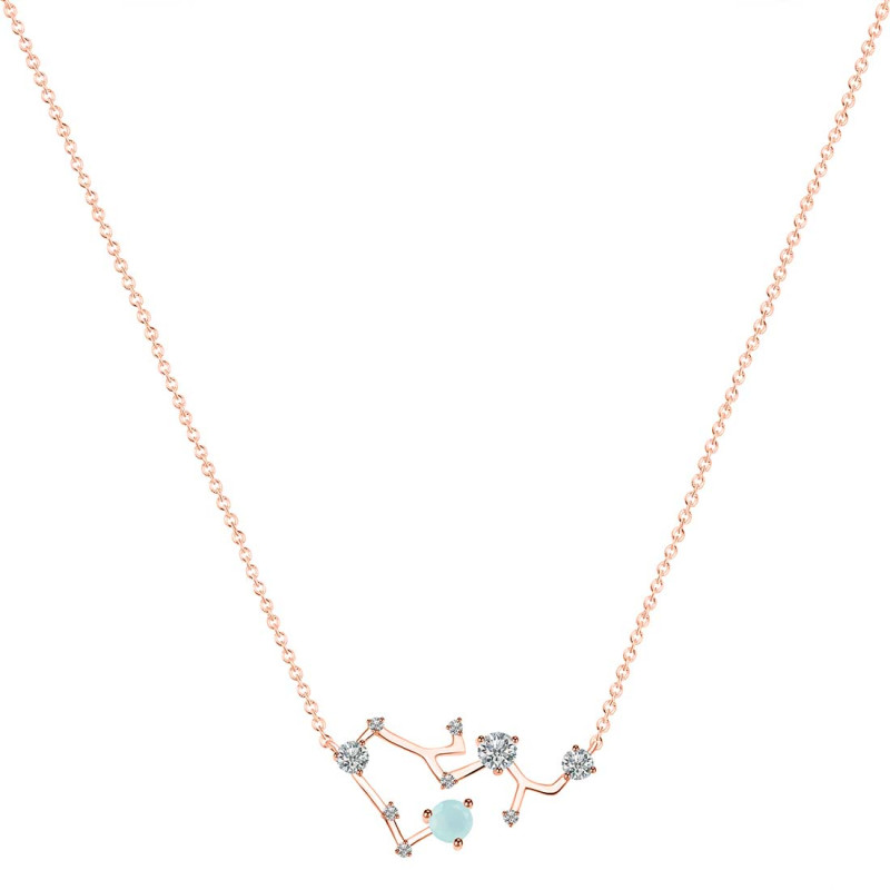 Sagittarius Zodiac Star Constellation Blue Chalcedony & White Topaz Necklace BLX-RDN-496.