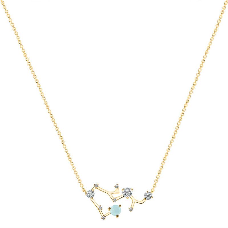 Sagittarius Zodiac Star Constellation Blue Chalcedony & White Topaz Necklace BLX-RDN-496.