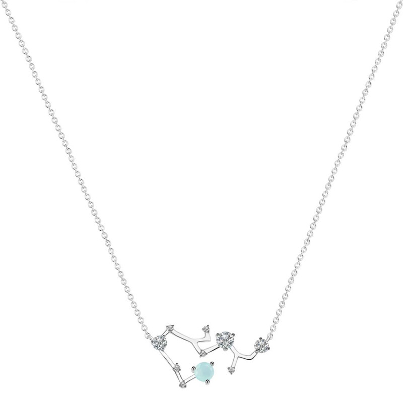 Sagittarius Zodiac Star Constellation Blue Chalcedony & White Topaz Necklace BLX-RDN-496.