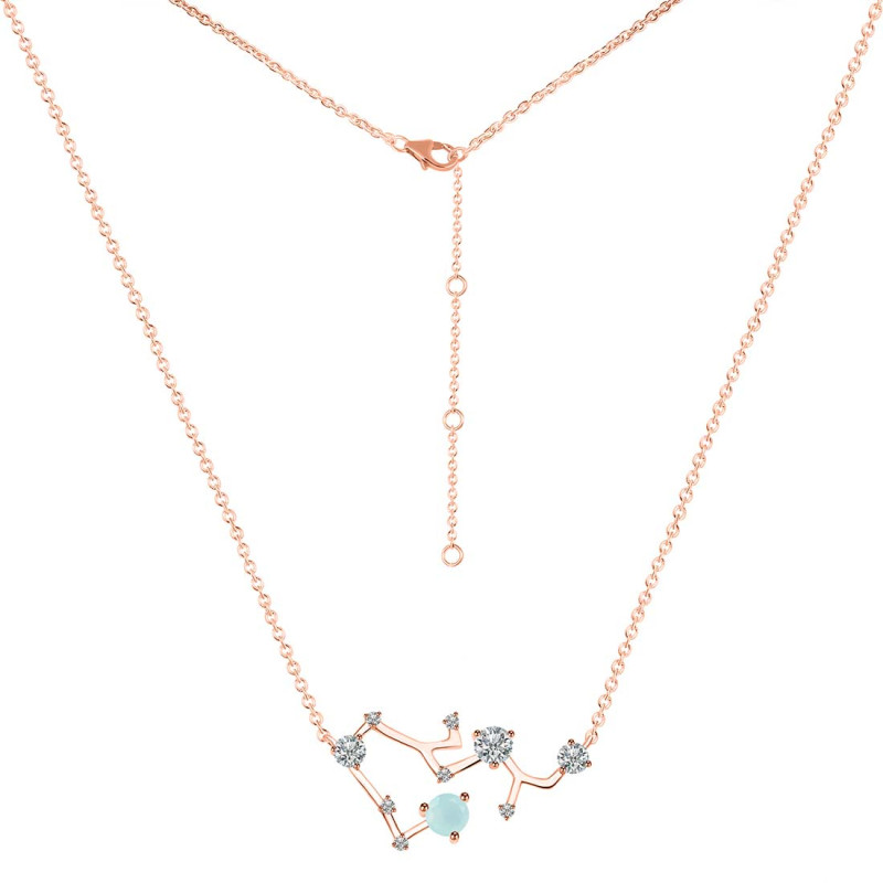 Sagittarius Zodiac Star Constellation Blue Chalcedony & White Topaz Necklace BLX-RDN-496.