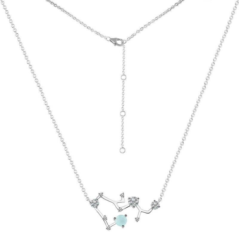 Sagittarius Zodiac Star Constellation Blue Chalcedony & White Topaz Necklace