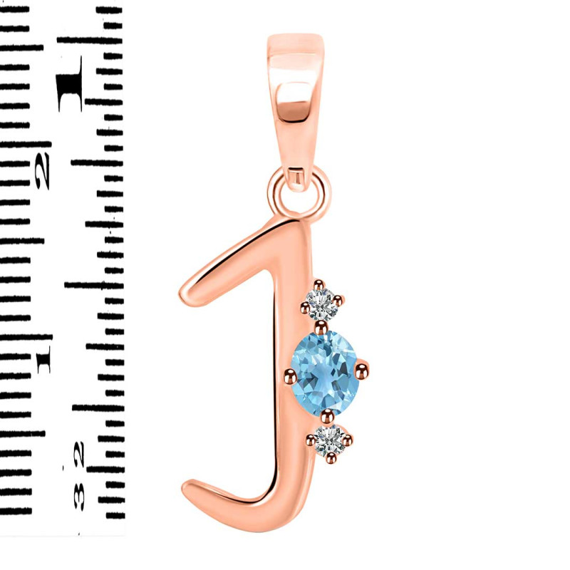 Blue Topaz & White Topaz Alphabet J Pendant BTZ-RDA-10.