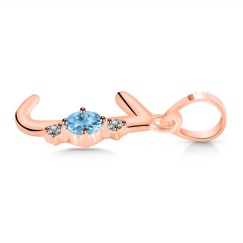 Blue Topaz & White Topaz Alphabet J Pendant BTZ-RDA-10.