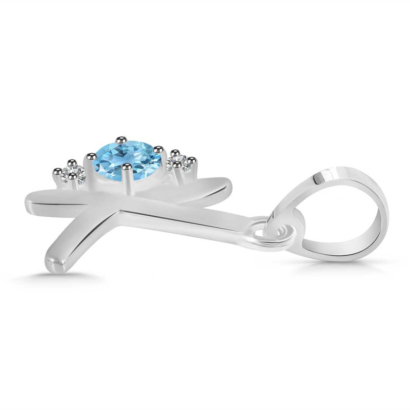 Blue Topaz & White Topaz Alphabet K Pendant