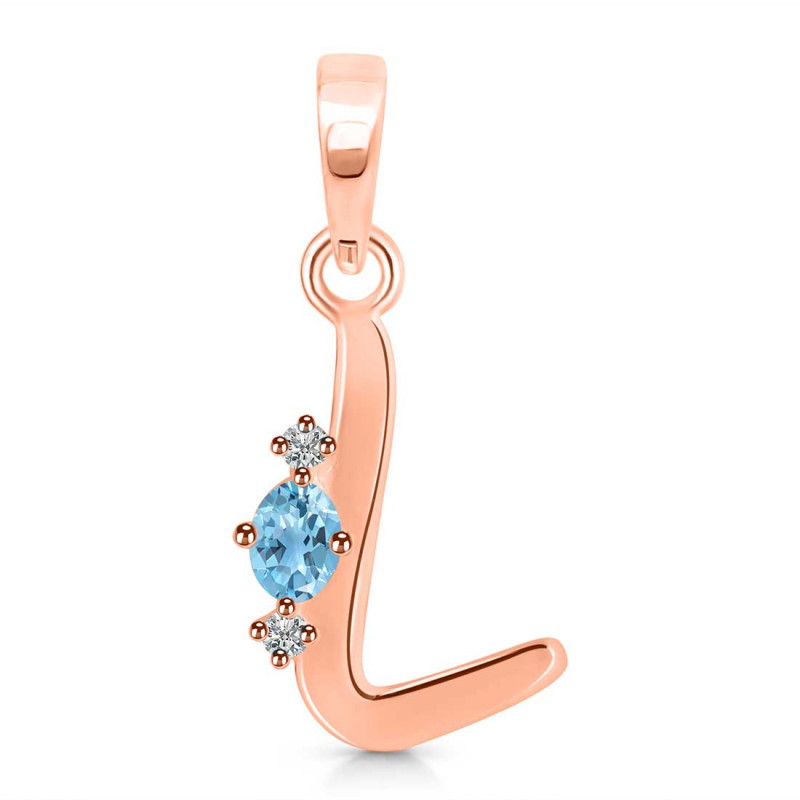 Blue Topaz & White Topaz Alphabet L Pendant BTZ-RDA-12.