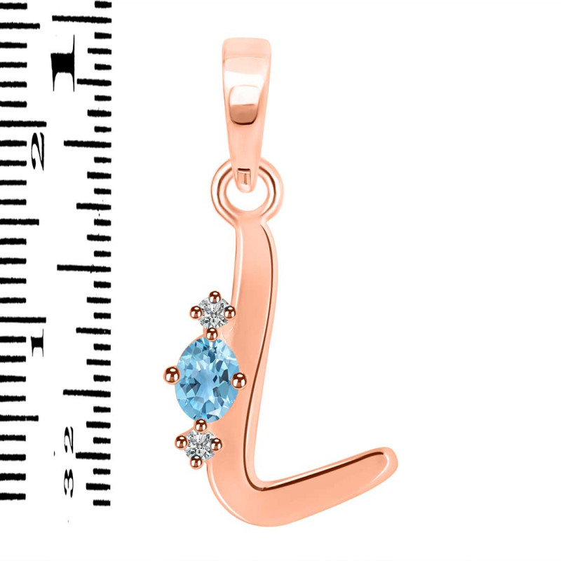 Blue Topaz & White Topaz Alphabet L Pendant BTZ-RDA-12.