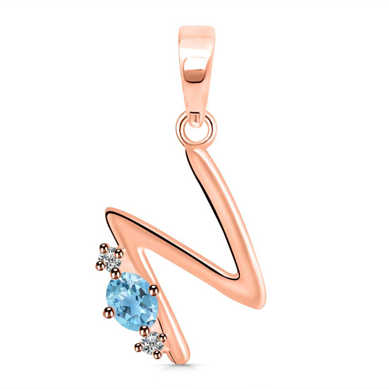 Blue Topaz & White Topaz Alphabet N Pendant BTZ-RDA-14.