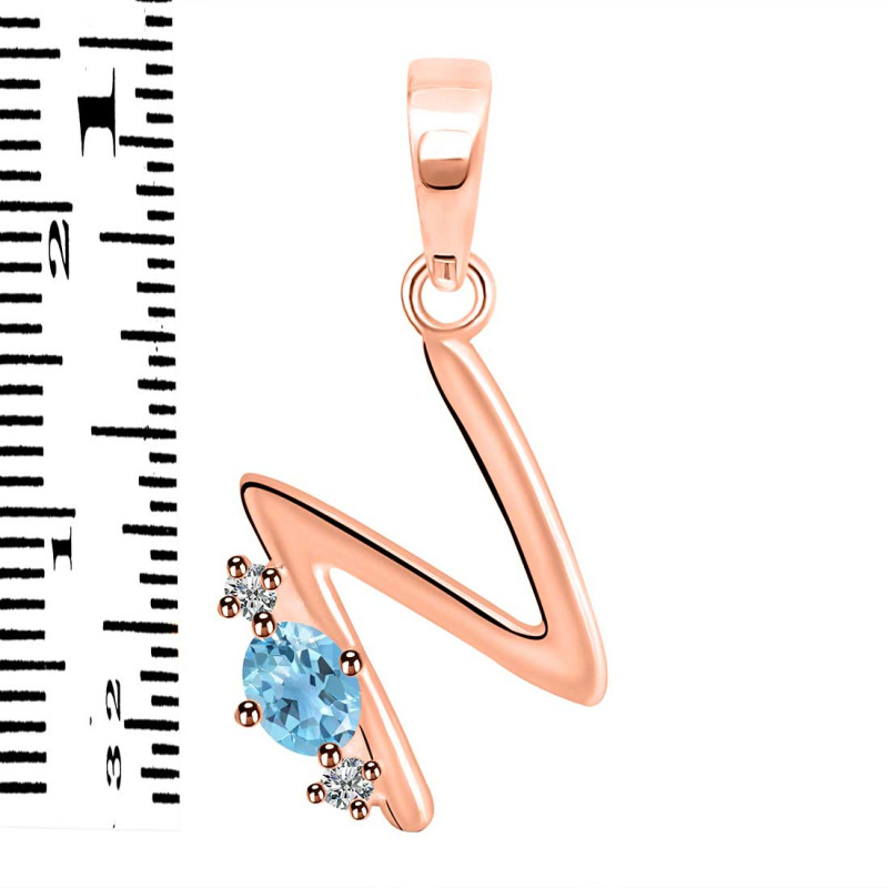 Blue Topaz & White Topaz Alphabet N Pendant BTZ-RDA-14.