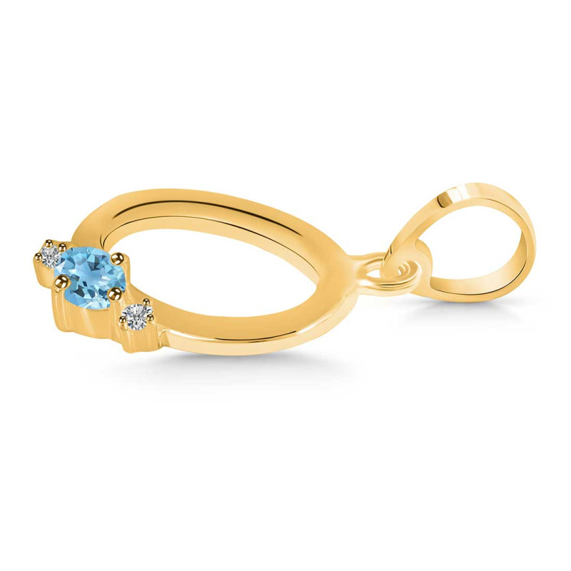 Blue Topaz & White Topaz Alphabet O Pendant BTZ-RDA-15.