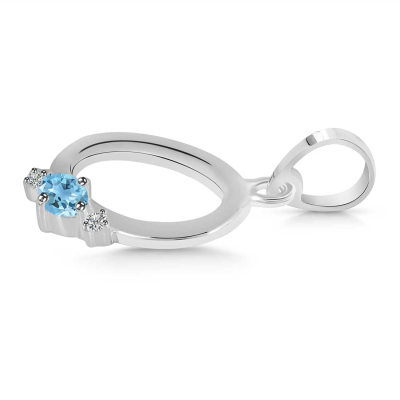 Blue Topaz & White Topaz Alphabet O Pendant