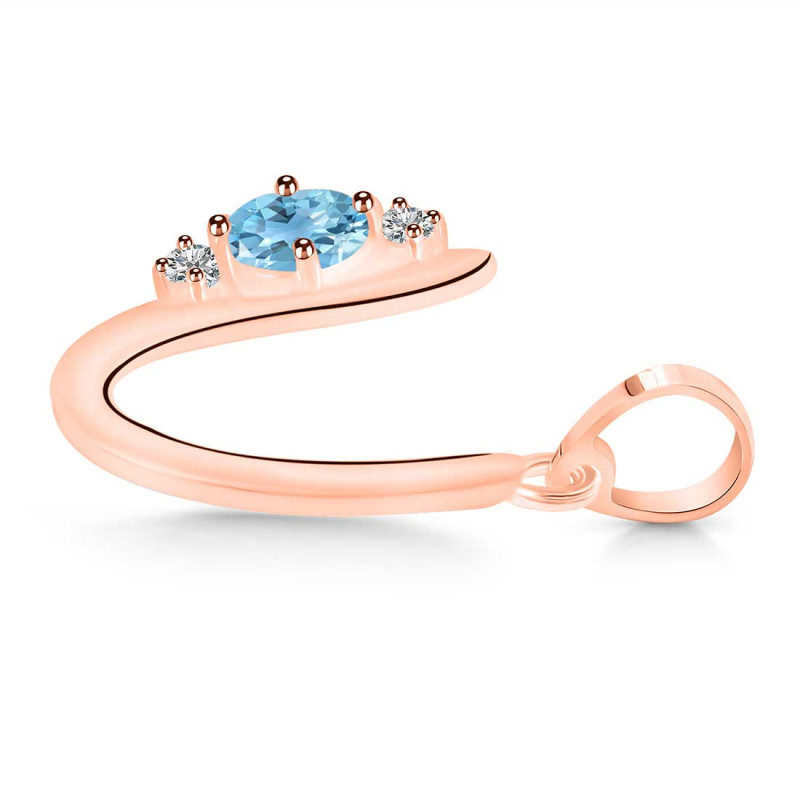 Blue Topaz & White Topaz Alphabet U Pendant BTZ-RDA-21.