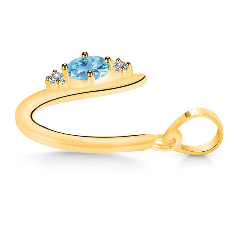 Blue Topaz & White Topaz Alphabet U Pendant BTZ-RDA-21.
