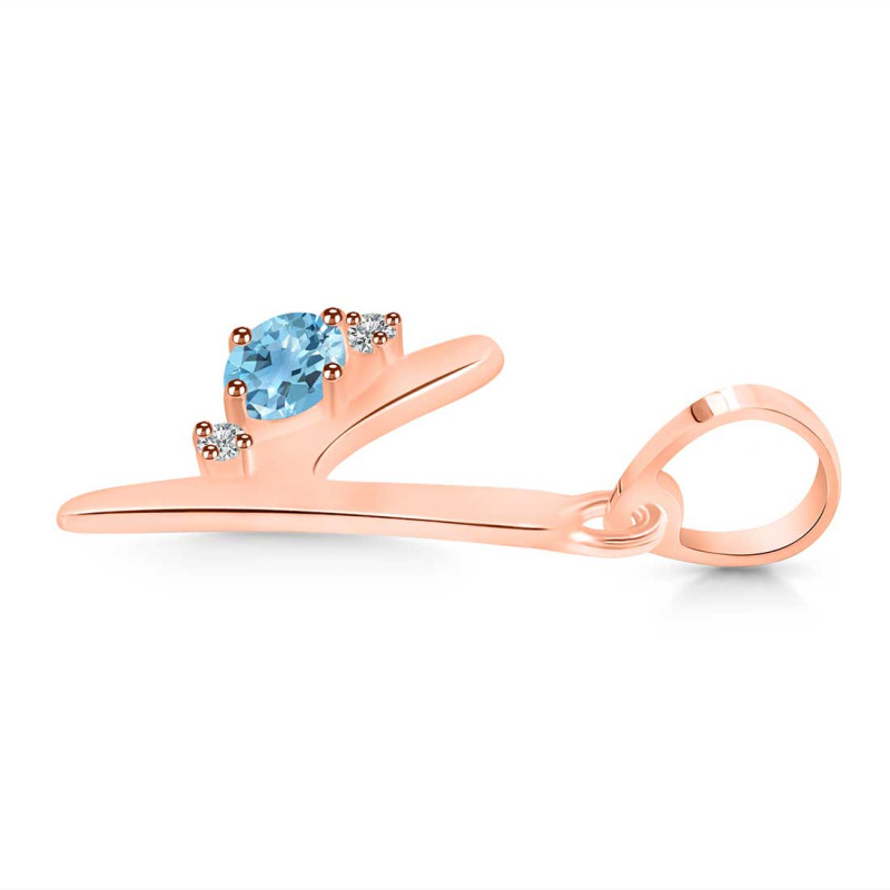 Blue Topaz & White Topaz Alphabet Y Pendant BTZ-RDA-25.