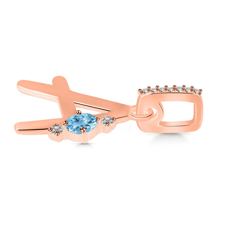 Blue Topaz & White Topaz Alphabet A Pendant BTZ-RDA-27.