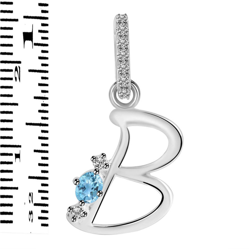 Blue Topaz & White Topaz Alphabet B Pendant BTZ-RDA-28.