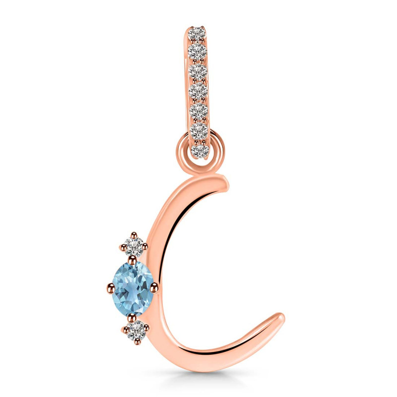Blue Topaz & White Topaz Alphabet C Pendant BTZ-RDA-29.