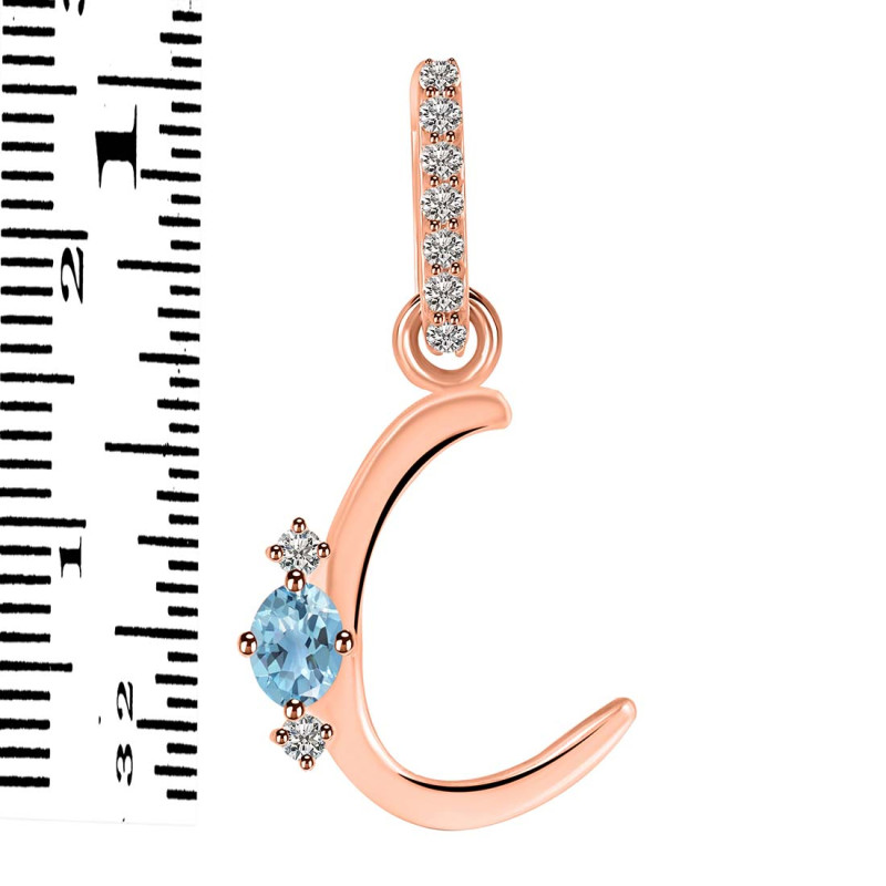Blue Topaz & White Topaz Alphabet C Pendant BTZ-RDA-29.