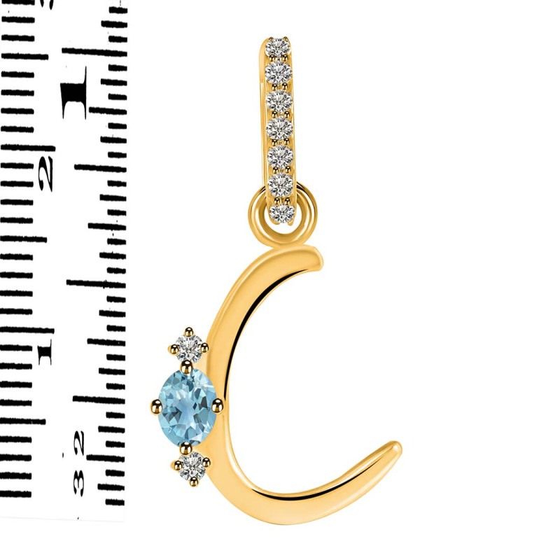 Blue Topaz & White Topaz Alphabet C Pendant BTZ-RDA-29.