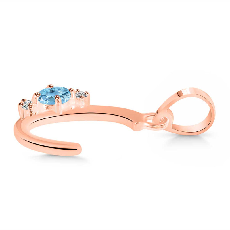 Blue Topaz & White Topaz Alphabet C Pendant BTZ-RDA-3.