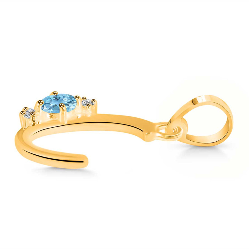 Blue Topaz & White Topaz Alphabet C Pendant BTZ-RDA-3.