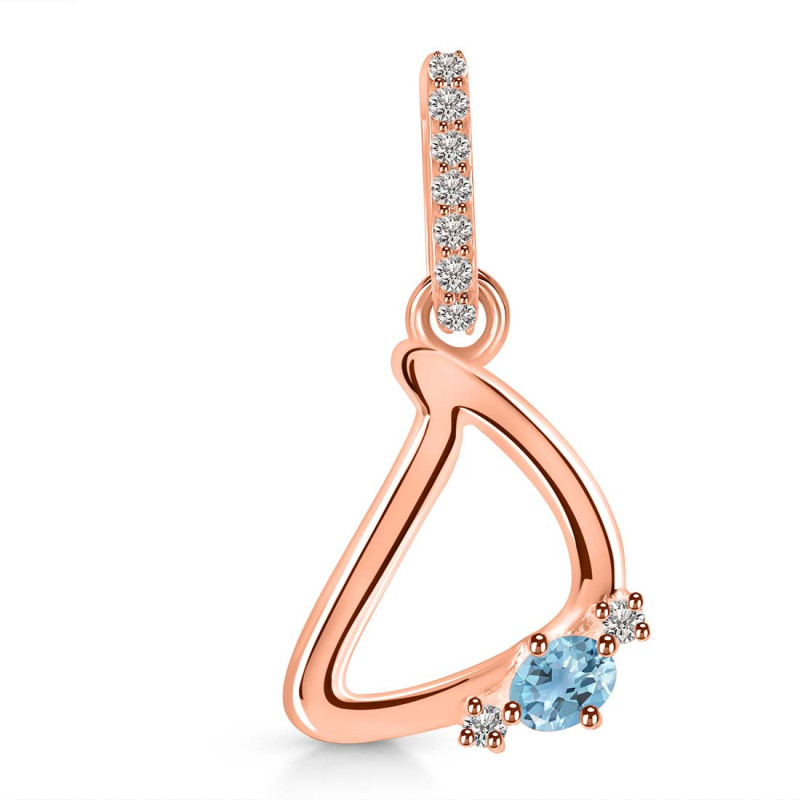 Blue Topaz & White Topaz Alphabet D Pendant BTZ-RDA-30.