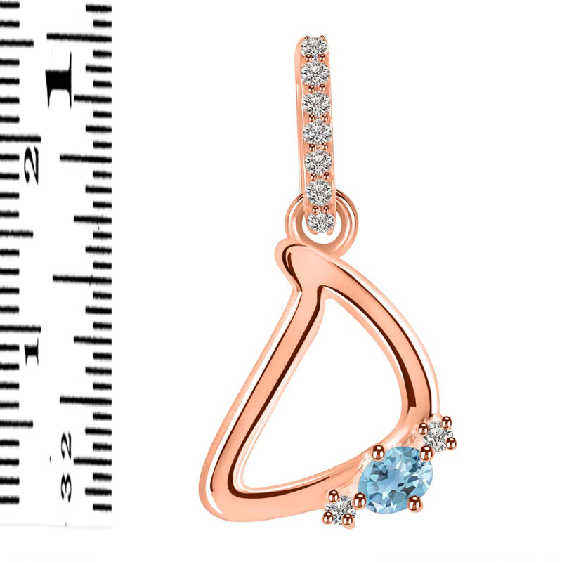 Blue Topaz & White Topaz Alphabet D Pendant BTZ-RDA-30.