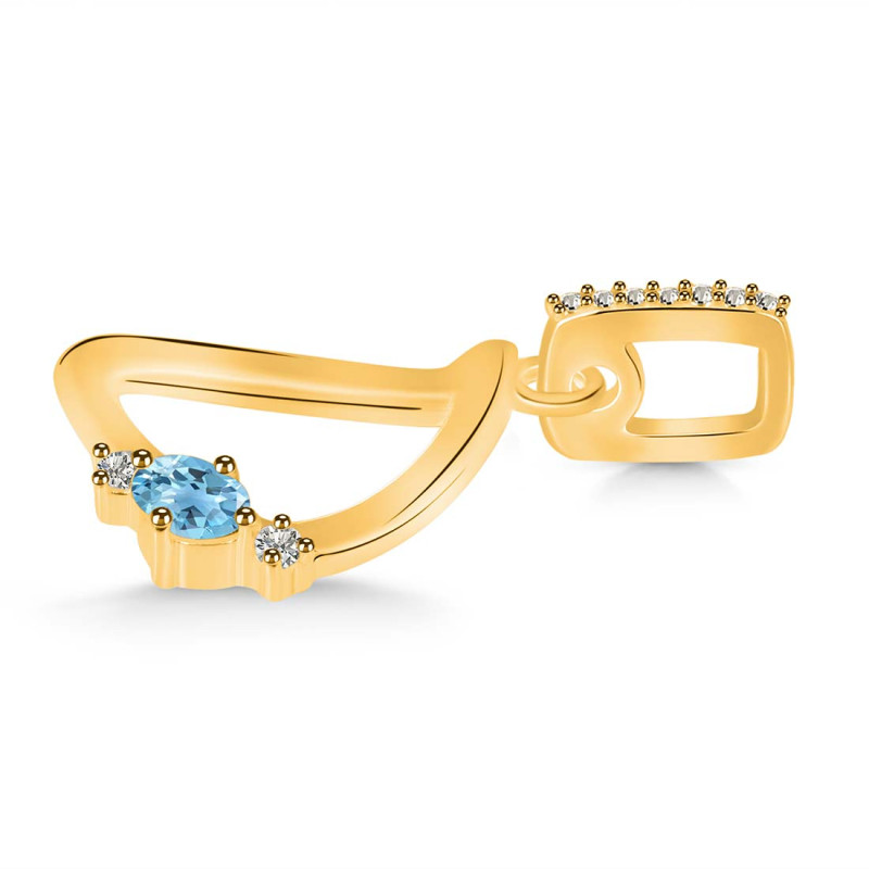 Blue Topaz & White Topaz Alphabet D Pendant BTZ-RDA-30.