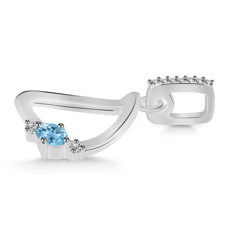 Blue Topaz & White Topaz Alphabet D Pendant