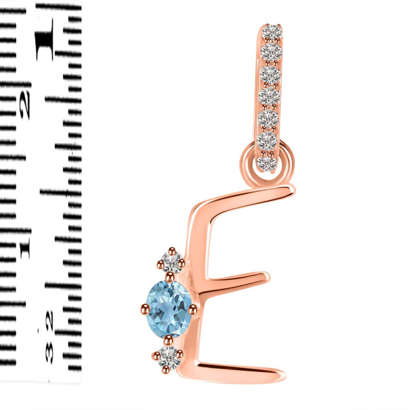 Blue Topaz & White Topaz Alphabet E Pendant BTZ-RDA-31.