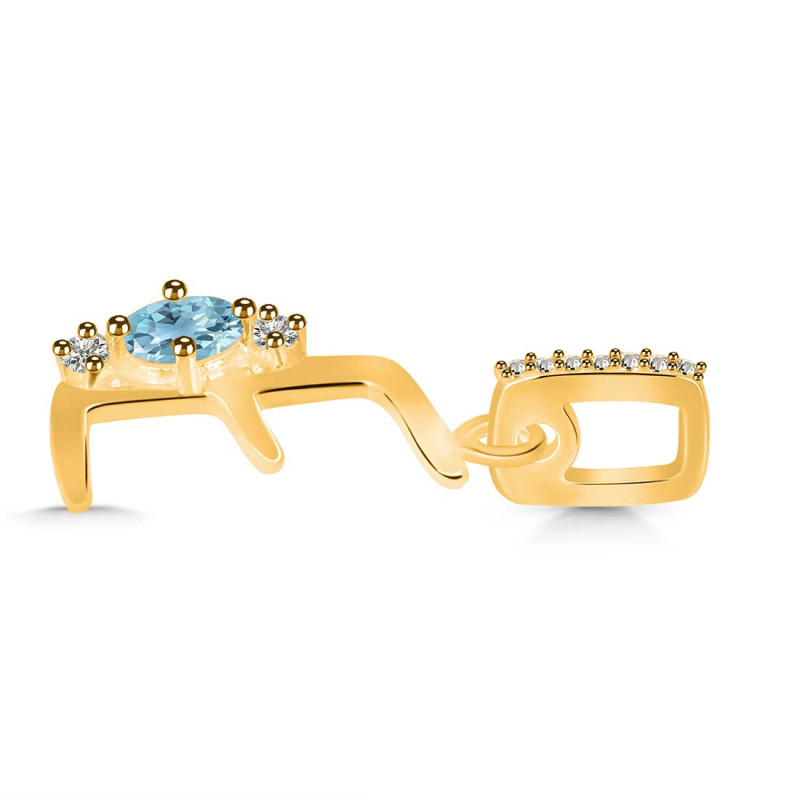 Blue Topaz & White Topaz Alphabet E Pendant BTZ-RDA-31.