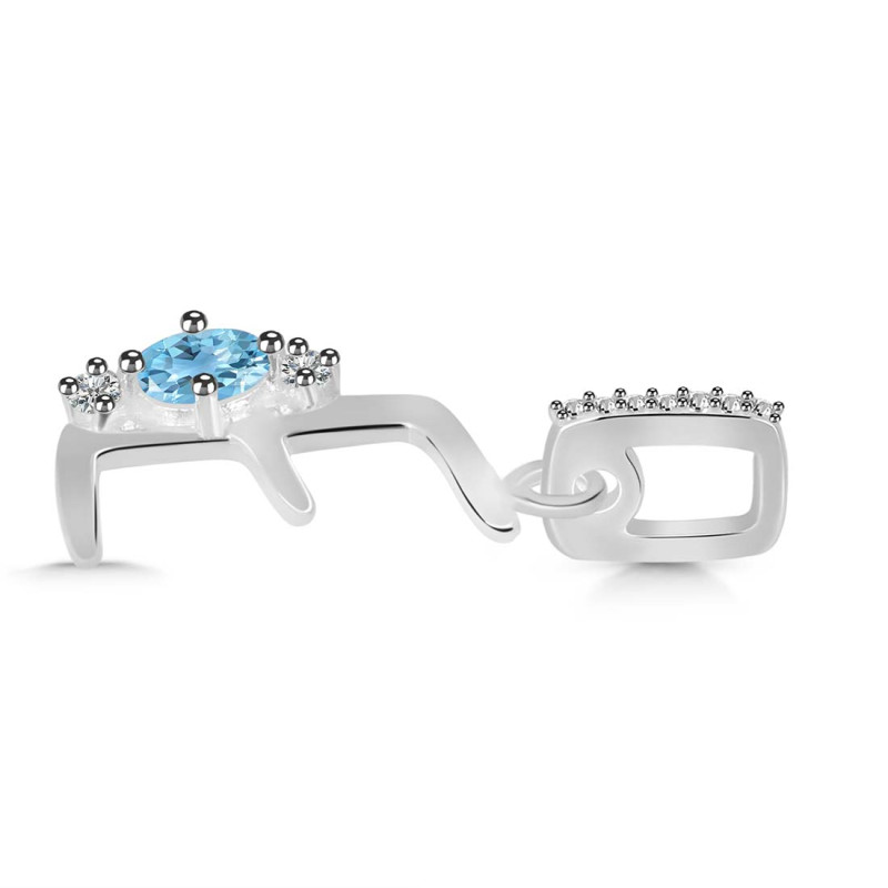 Blue Topaz & White Topaz Alphabet E Pendant